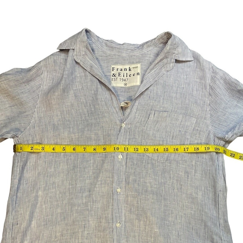 Frank & Eileen Rory Maxi Shirt Dress M Blue White Striped Italian Linen Coastal - Picture 8 of 9